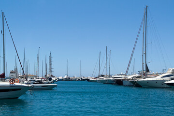 Fototapeta na wymiar Yachts moored at sea marina