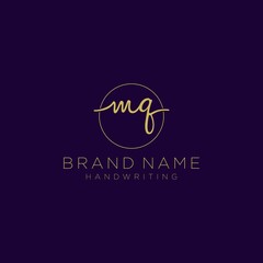 Initial M Q handwriting logo vector. Hand lettering for designs