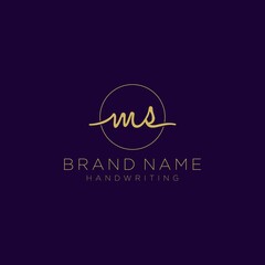 Initial M S handwriting logo vector. Hand lettering for designs