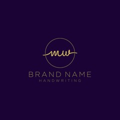 Initial M W handwriting logo vector. Hand lettering for designs