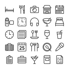 Hotel and Restaurant Line Vector Icons 7