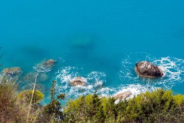 blue waters of Kokkinos Vrachos Beach, Lefkada, Greece
