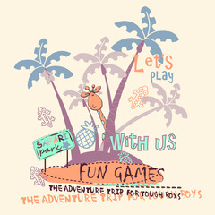 Summer island adventure vector character illustration