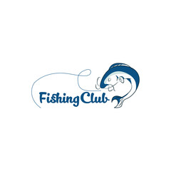 Catfish fishing Club template logo design inspiration. fishing emblem with fish symbol icon vector illustration