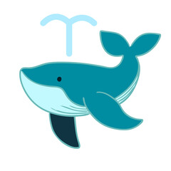 Obraz premium 水飛沫をあげるクジライラスト