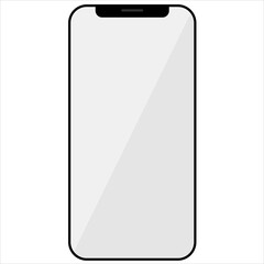 Realistic smartphone with blank screen. Isolated cell phone mockup. Silver mobile phone. Display smartphone  isolated. Vector illustration