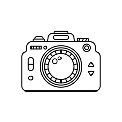 Outline photo camera. Vector icon isolated on white background
