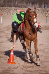 Male rider at pony games contest.