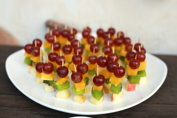 beautiful diet fruit snack on a white plate