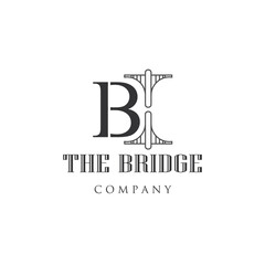 Bridge logo with the initial letter B. a creative idea to design a bridge logo template