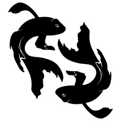 koi fish. silhouette of a koi fish. butterfly koi vector