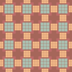 Pattern from squares on red seamless background.