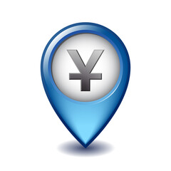 Obraz premium Yuan currency symbol Mapping Marker vector icon.