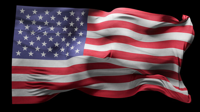 3d render of folded American flag with detailed texture and realistic folds caused by wind turbulence.