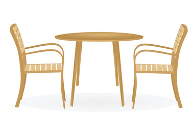 Coffee table and two chairs. vector illustration
