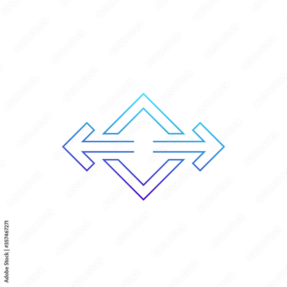 Poster arrows pointed in two directions vector line icon