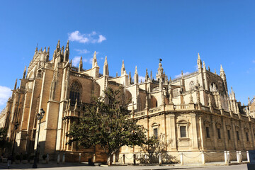 Fototapeta na wymiar medieval gothic cathedral of Seville in Spain