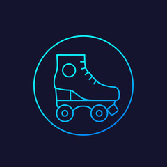 Roller skates icon, line vector