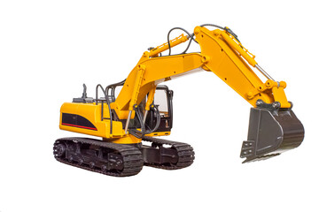 Toy model of the excavator "view from the right side" on a white background