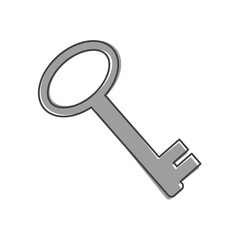 Vector icon of a key cartoon style on white isolated background.