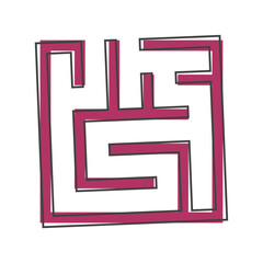 Vector illustration of a maze cartoon style on white isolated background.