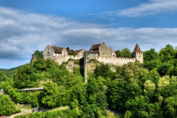 Fototapeta na wymiar Schloss Laufen-Uhwiesen am Rheinfall bei Schaffhausen in der Schweiz 20.5.2020