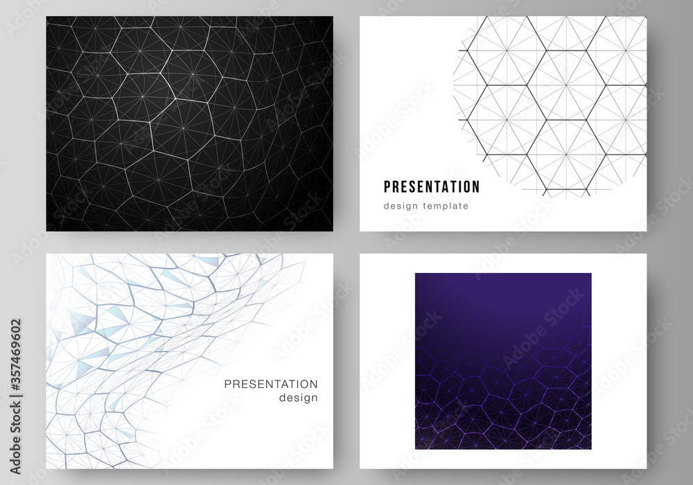 Poster vector layout of the presentation slides design business templates. digital technology and big data 