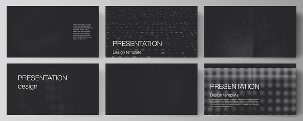 Fototapeta na wymiar Vector layout of presentation slides design business templates, multipurpose template for presentation brochure, brochure cover. Halftone effect decoration with dots. Dotted pattern for grunge style.