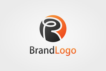 Obraz premium Abstract Initial Letter R Logo. Black Orange Circle Shape with Negative Space Hand Drawn R Letter inside. Usable for Business and Branding Logos. Flat Vector Logo Design Template Element.