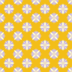 Colored orange background with lilac flowers.