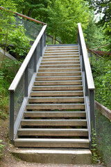 Leere Treppe beim Rheinfall in der Schweiz am 20.5.2020