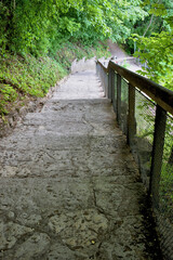 Leere Treppe beim Rheinfall in der Schweiz am 20.5.2020