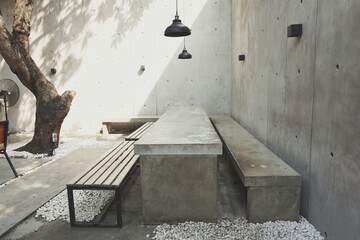 Open public space with minimalist concept and cement based concept.