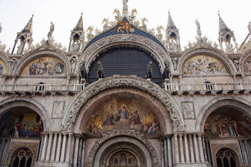 Fototapeta na wymiar Bottom view of Saint Mark's Basilica (Basilica di San Marco) in Venice / Italy