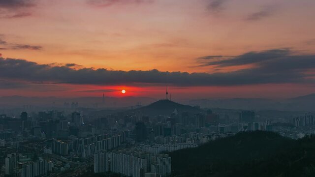 Time Lapse Sunset of Seoul City South Korea