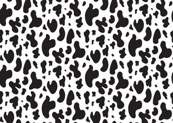 Abstract styled animal skin leopard seamless pattern design. Jaguar, leopard, cheetah, panther fur. Black and white