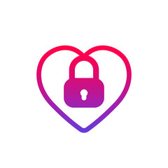 Heart and lock icon on white