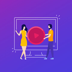 play video content vector illustration