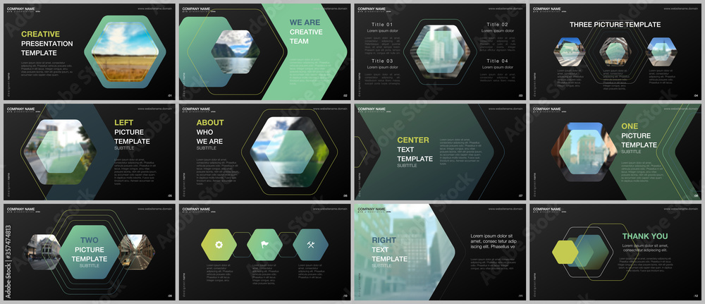 Sticker minimal presentations design, portfolio vector templates with hexagonal design background, hexagon s