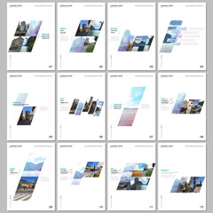 Creative brochure templates with colorful gradient geometric background. Covers design templates for flyer, leaflet, brochure, report, presentation, advertising, magazine.