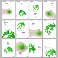 A4 brochure layout of covers design templates for flyer leaflet, A4 format brochure design, report, presentation, magazine cover, book design. Earth planet health care, sustainable development concept