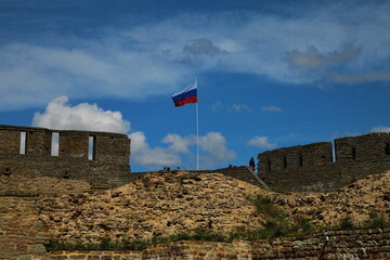 Ivangorod fortress on the Russian-Estonian border in summer