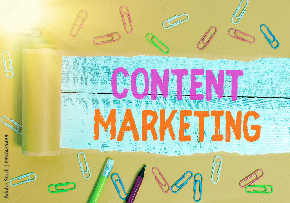 Poster text sign showing content marketing. business photo text involves the creation and sharing of online