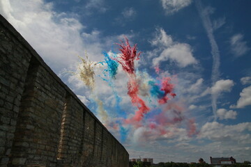 Color salute in the sky over the fortress