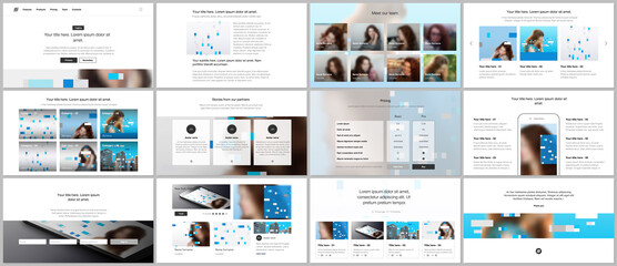 Fototapeta premium Presentation design vector templates, multipurpose template for presentation slide, flyer, brochure cover design, infographic report. Abstract geometric pattern. Corporate identity business concept.