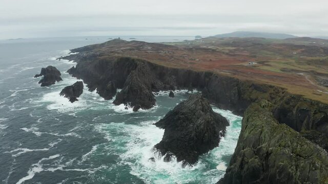Drone Sequence of the Irish Coast by Malin Head in the north of Ireland.