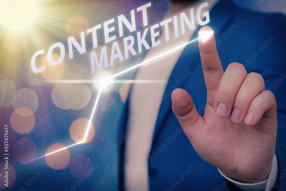 Poster writing note showing content marketing. business concept for involves the creation and sharing of on