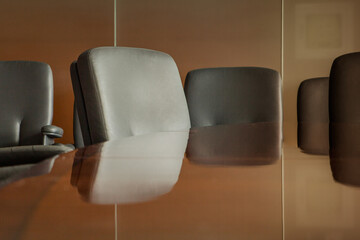 Empty chairs in boardroom