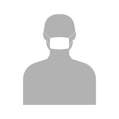 man in face mask icon logo vector on white background. wear cover mouth with facemask. surgical protection. corona person protection.