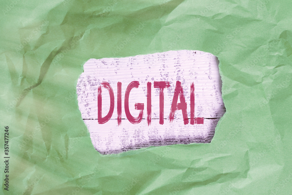Poster conceptual hand writing showing digital. concept meaning electronic technology that generates stores